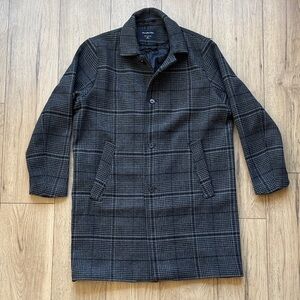 Abercrombie & Fitch Wool-Blend Plaid Gray Topcoat Men’s XL